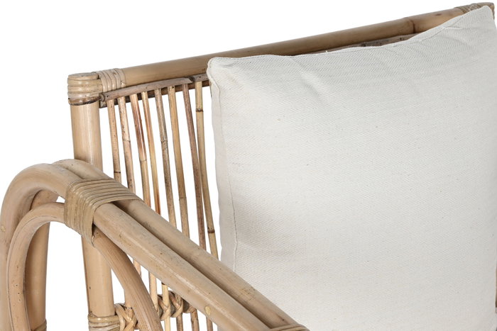 DKD Home Decor Sillón de Ratán con Cojines de Algodón Natural