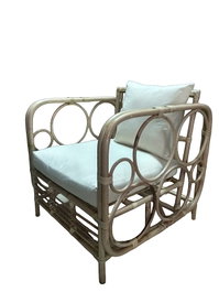 DKD Home Decor Sillón de Ratán con Cojines de Algodón Natural