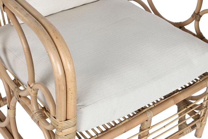 DKD Home Decor Sillón de Ratán con Cojines de Algodón Natural