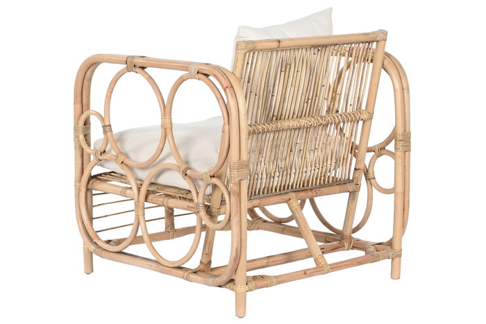 DKD Home Decor Sillón de Ratán con Cojines de Algodón Natural