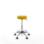 Taburete Tolosa con mecanismo Giratorio tapizada con Similpiel color No aplica y malla color Amarillo. Equipado con Base cromada, Sin brazos y Ruedas de parqué