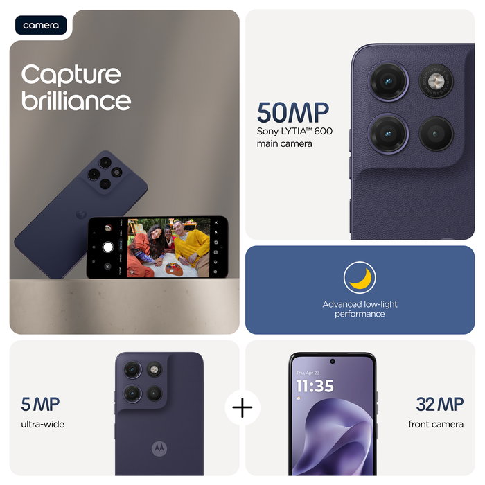 Motorola Moto G17 Smartphone 4G 128 GB 4 GB RAM Pantalla 6.72" Android 15 Cámara 50 MP Batería 5200 mAh Color Púrpura Evening Blue