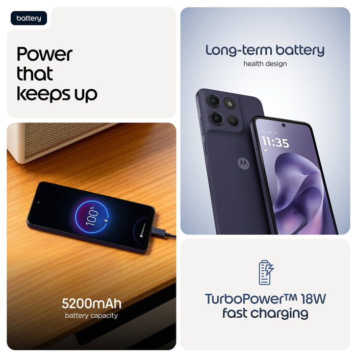 Motorola Moto G17 Smartphone 4G 128 GB 4 GB RAM Pantalla 6.72" Android 15 Cámara 50 MP Batería 5200 mAh Color Púrpura Evening Blue