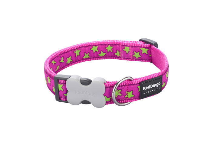Collar Rd Style Stars Lime On Hot Pink 12 mm X 20-32 cm (Set de 10) Collar Rd Style Stars Lime On Hot Pink 12 mm X 20-32 cm (Set de 10)