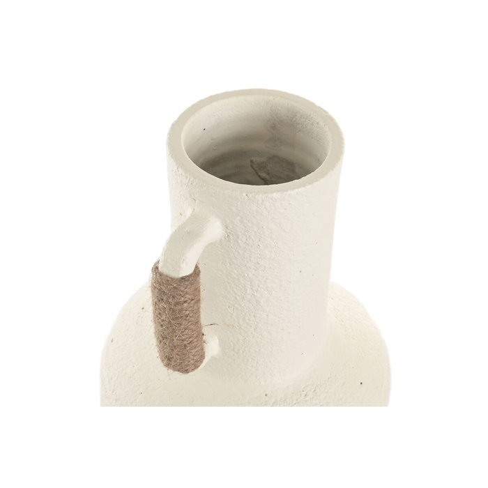 DKD Home Decor Jarrón de Terracota y Ratán con Asas Blanco y Marrón Claro DKD Home Decor Jarrón de Terracota y Ratán con Asas Blanco y Marrón Claro