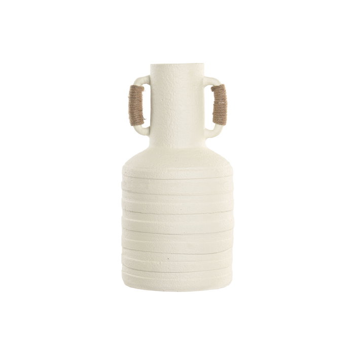 DKD Home Decor Jarrón de Terracota y Ratán con Asas Blanco y Marrón Claro DKD Home Decor Jarrón de Terracota y Ratán con Asas Blanco y Marrón Claro