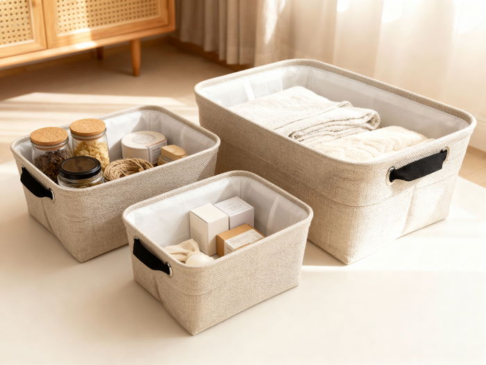 Inde Cesta de Almacenaje Rectangular, 40 x 30 x 19.5 cm, para Organización en el Hogar (12 Unidades)