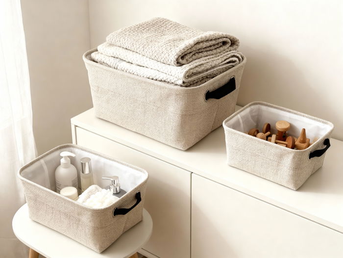 Inde Cesta de Almacenaje Rectangular, 40 x 30 x 19.5 cm, para Organización en el Hogar (12 Unidades)