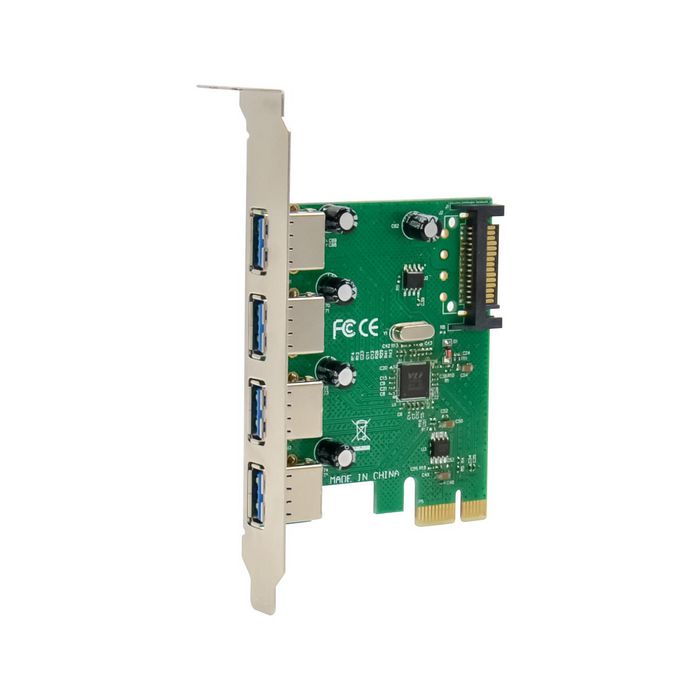 MicroConnect Tarjeta de Expansión PCIe USB 3.0 de 4 Puertos, Controlador Host Chip VL805 - 5 Gbps SuperVelocidad