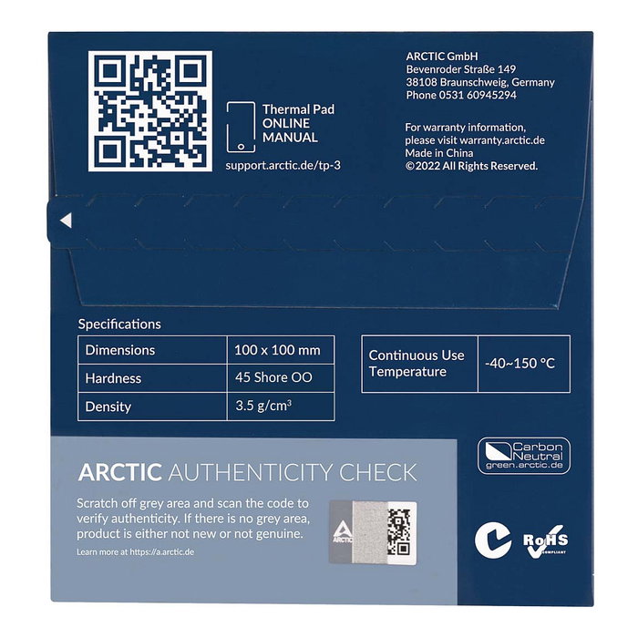 ARCTIC Almohadilla Pasta Térmica 100x100x1,5mm Azul ARCTIC Almohadilla Pasta Térmica 100x100x1,5mm Azul
