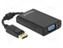 DeLOCK Adaptador de vídeo DisplayPort a VGA con audio y alimentación, negro