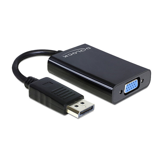 DeLOCK Adaptador de vídeo DisplayPort a VGA con audio y alimentación, negro