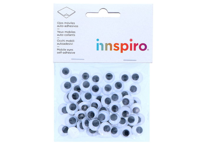 Innspiro Ojos Móviles Negros Autoadhesivos Redondos 12mm, 60u.