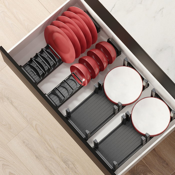 Emuca Portaplatos vertical Orderbox para cajón, 159x468mm, Aluminio y Plástico, Gris antracita