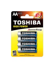 Toshiba LR6GCP BP-4 - Pack de 4 Pilas Alcalinas AA LR6 de 1.5V, Alto Rendimiento, Batería de un Solo Uso
