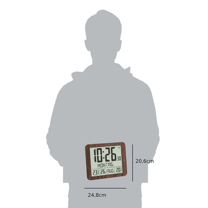 Tfa 60.4518.08 Reloj digital controlado por radio con temperatura interior y exterior de aspecto madera
