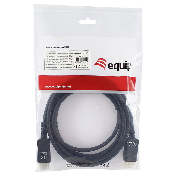 Equip Cable DisplayPort 2.1 Macho-Macho 3m 16K 60Hz HDCP Premium Equip Cable DisplayPort 2.1 Macho-Macho 3m 16K 60Hz HDCP Premium