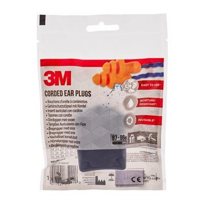 3M 7100335063 Tapones Oído Reutilizables Espuma con Cordón SNR-26DB Caja Almacenamiento