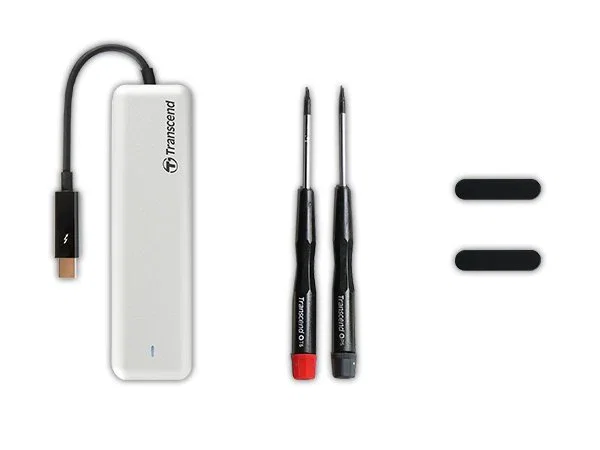 Transcend JetDrive 855 SSD Externo Thunderbolt 960GB NVMe, hasta 1600MB/s, PCIe, Para MacBook Air/Pro/Mini/Mac Pro, Aluminio Plata