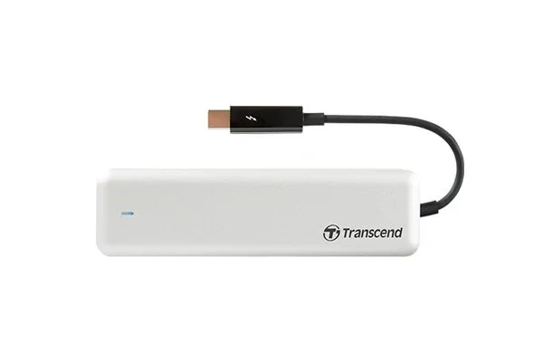 Transcend JetDrive 855 SSD Externo Thunderbolt 960GB NVMe, hasta 1600MB/s, PCIe, Para MacBook Air/Pro/Mini/Mac Pro, Aluminio Plata