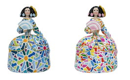 DKD Home Decor Figura de Dama en Resina, Surtido de Colores Azul y Rosa
