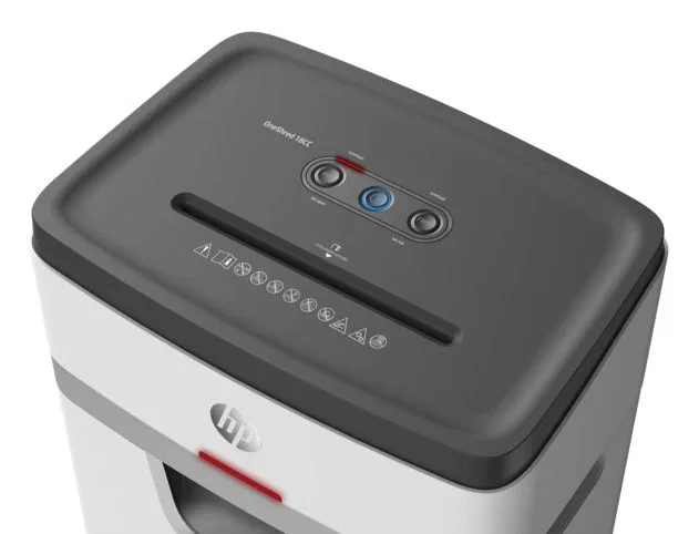 HP OneShred 18CC Destructora de Papel Corte en Partículas 4 mm, 18 Hojas, 25 L, Tritura Tarjetas, Grapas y Clips, 65 dB