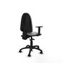Silla de oficina Aýna con mecanismo Asincro tapizada con Similpiel color Gris claro. Equipada con Base poliamida negra, Brazos 1D y Ruedas de parqué