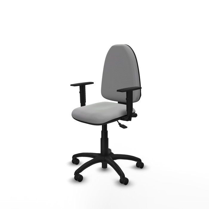 Silla de oficina Aýna con mecanismo Asincro tapizada con Similpiel color Gris claro. Equipada con Base poliamida negra, Brazos 1D y Ruedas de parqué Silla de oficina Aýna con mecanismo Asincro tapizada con Similpiel color Gris claro. Equipada con Base poliamida negra, Brazos 1D y Ruedas de parqué