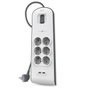 Belkin Regleta de Protección contra Sobretensiones con 6 Tomas y 2 Puertos USB, 2m, Blanco/Gris