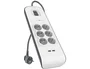 Belkin Regleta de Protección contra Sobretensiones con 6 Tomas y 2 Puertos USB, 2m, Blanco/Gris