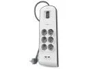 Belkin Regleta de Protección contra Sobretensiones con 6 Tomas y 2 Puertos USB, 2m, Blanco/Gris Belkin Regleta de Protección contra Sobretensiones con 6 Tomas y 2 Puertos USB, 2m, Blanco/Gris