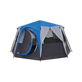 Coleman Tienda de Campaña Octagon 8 para 8 Personas, Cúpula/Iglú, Estructura Rígida, Tecnología WeatherTec, Impermeable, Color Negro/Azul/Gris