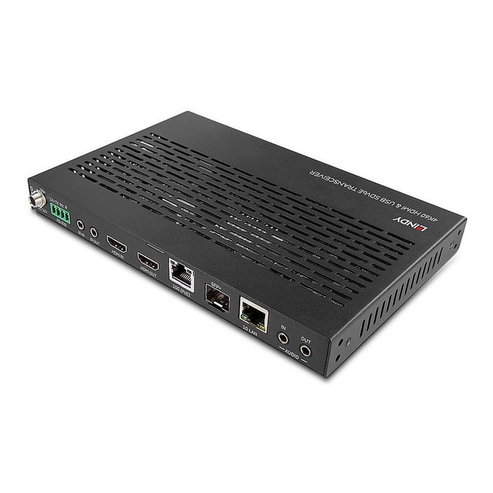 LINDY 4K60 HDMI & USB SDVoE Extender Transceiver 38365, 3840x2160, 60Hz, 18Gbit/s, Audio, HDCP 2.2, USB 2.0, IR, RS-232, Ethernet sobre Cat6 hasta 100m