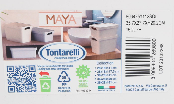 Inde Caja Almacenaje Maya Blanca 16.2L 36x28x20 cm (10 Unidades)
