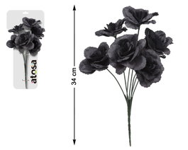 Atosa Ramo Decorativo de Flores Negras 34 cm Estilo Gótico