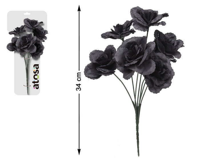 Atosa Ramo Decorativo de Flores Negras 34 cm Estilo Gótico Atosa Ramo Decorativo de Flores Negras 34 cm Estilo Gótico