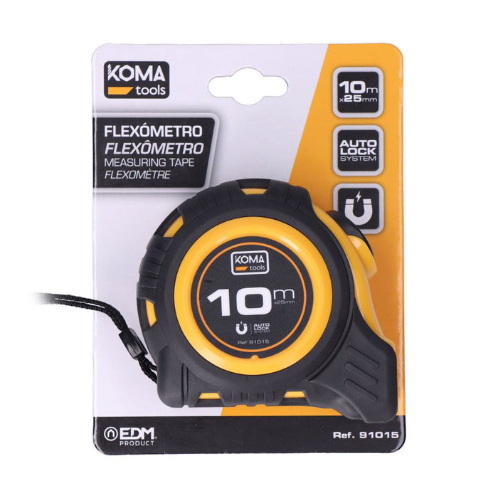 Koma Tools Flexómetro Magnet 10 m x 25 mm Cuerpo ABS Antideslizante Gancho Magnético