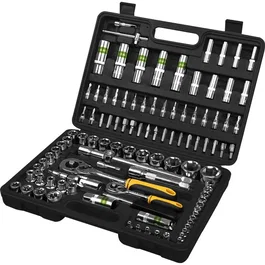 Fieldmann FDG 5001-108R Juego de llaves de vaso 108 piezas Vasos de 1/4 y 1/2 Estuche de almacenamiento