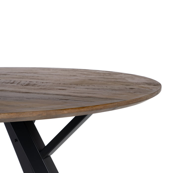 Mesa Comedor Marrón-Negro Dm-Metal Salón 120 X 120 X 75 cm Mesa Comedor Marrón-Negro Dm-Metal Salón 120 X 120 X 75 cm