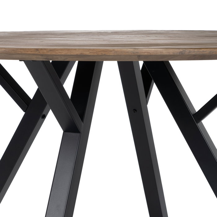 Mesa Comedor Marrón-Negro Dm-Metal Salón 120 X 120 X 75 cm Mesa Comedor Marrón-Negro Dm-Metal Salón 120 X 120 X 75 cm