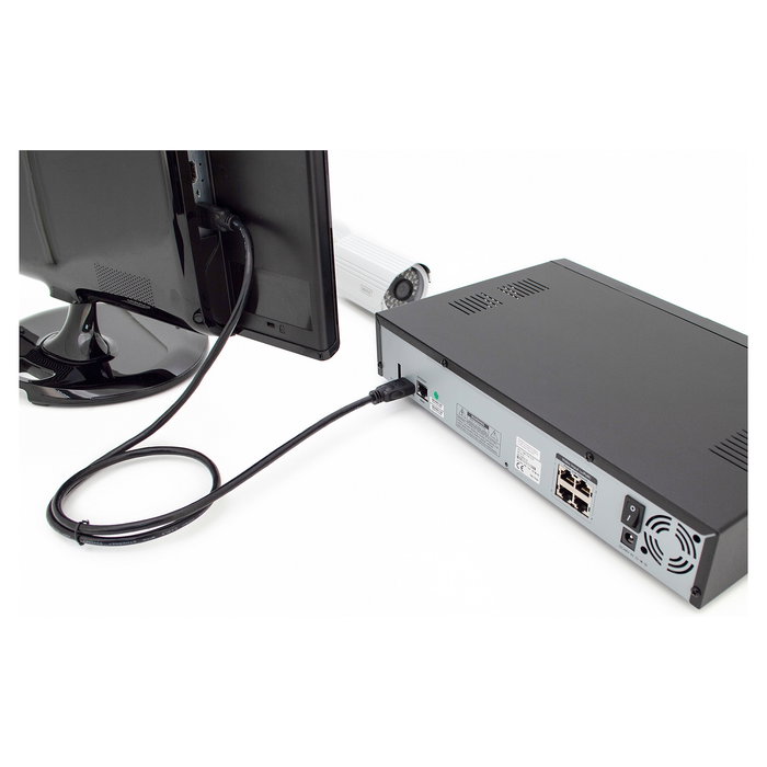 Digitus Cable HDMI Premium High Speed con Ethernet 1 m Negro, HDMI 2.0, ARC, 4K 3840x2160, Conectores Chapados en Oro