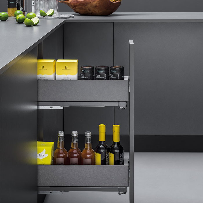 Vibo Botellero Lamina M150 Antracita Extraíble Dos Alturas con Guías Extracción Total Cierre Amortiguado