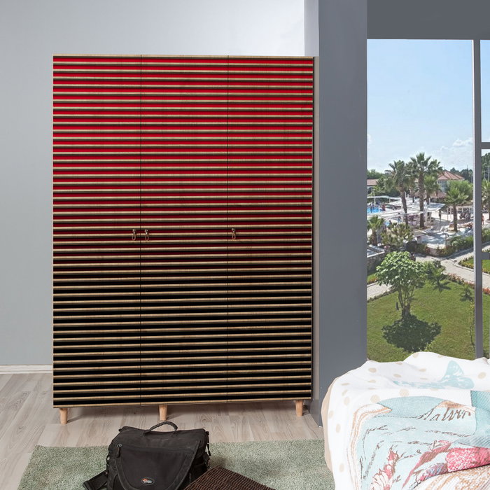 Hanah Home Mode-221 Armario Moderno Abstracto Ombre Rayas Roble Sonoma 135x192x52 cm