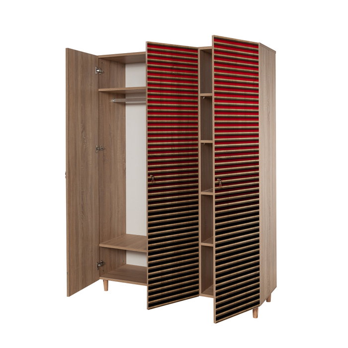 Hanah Home Mode-221 Armario Moderno Abstracto Ombre Rayas Roble Sonoma 135x192x52 cm