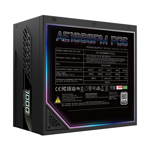 GIGABYTE Fuente de Alimentación P1000W ICE | 28200-AE10P-1EUR | 1000W, 80 PLUS Platinum, PCIe 5.0, ATX 3.0, Modular