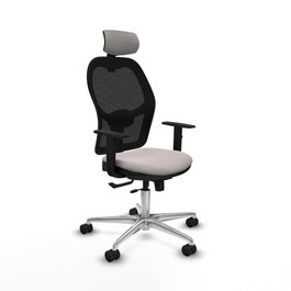 PIQUERAS Y CRESPO Silla de oficina Jorquera con mecanismo Sincro/Traslack, Blanco y Negro