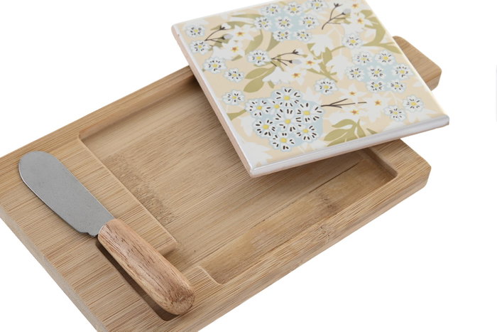 DKD Home Decor Set de 3 Tablas de Aperitivo Bambú y Gres Ivy&Daisy 2022