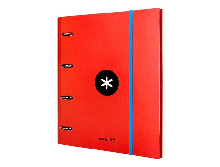 Antartik Carpeta con recambio A4 cuadro 5mm con solapa y 4 anillas 40mm, color rojo Antartik Carpeta con recambio A4 cuadro 5mm con solapa y 4 anillas 40mm, color rojo