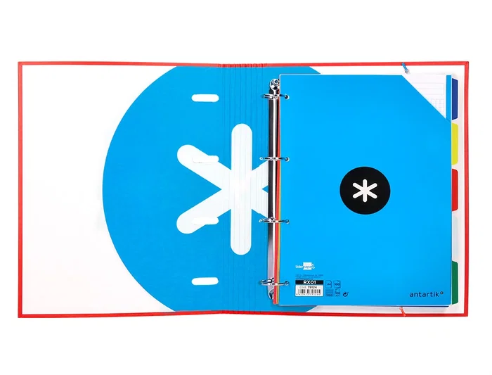 Antartik Carpeta con recambio A4 cuadro 5mm con solapa y 4 anillas 40mm, color rojo Antartik Carpeta con recambio A4 cuadro 5mm con solapa y 4 anillas 40mm, color rojo