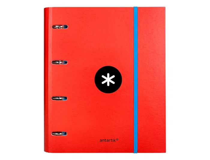 Antartik Carpeta con recambio A4 cuadro 5mm con solapa y 4 anillas 40mm, color rojo Antartik Carpeta con recambio A4 cuadro 5mm con solapa y 4 anillas 40mm, color rojo